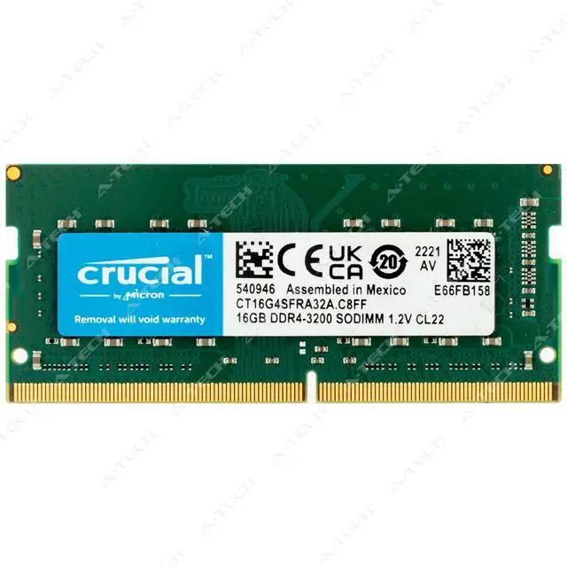 Main image of Crucial 16GB DDR4 3200 MHz PC4-25600 SODIMM Laptop Memory RAM 1x (CT16G4SFS832A)