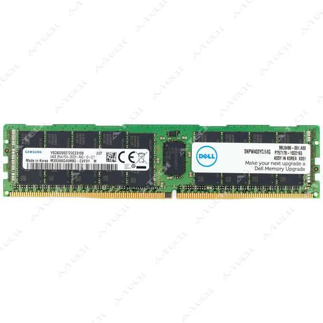 Main image of (NOT FOR HOME PC!) Dell 64GB DDR4-2933 PC4-23400 ECC RDIMM AA579530 SNPW403YC/64G Server Memory RAM