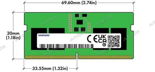 Alt view image 3 of 4 - Samsung 8GB DDR5 SODIMM M425R1GB4BB0-CQK M425R1GB4BB0-CQKOL Laptop Memory RAM 1x