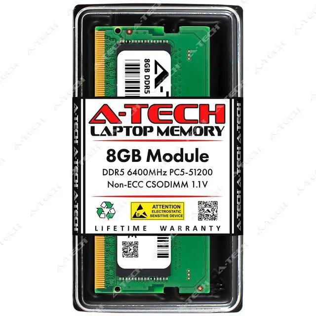 Main image of A-Tech 8GB PC5-51200 DDR5 6400 MHz CSODIMM Laptop Memory RAM 1x