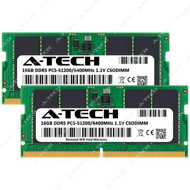 Alt view image 2 of 7 - A-Tech 32GB 2x 16GB PC5-51200 DDR5 6400 MHz CSODIMM Laptop Memory RAM x2