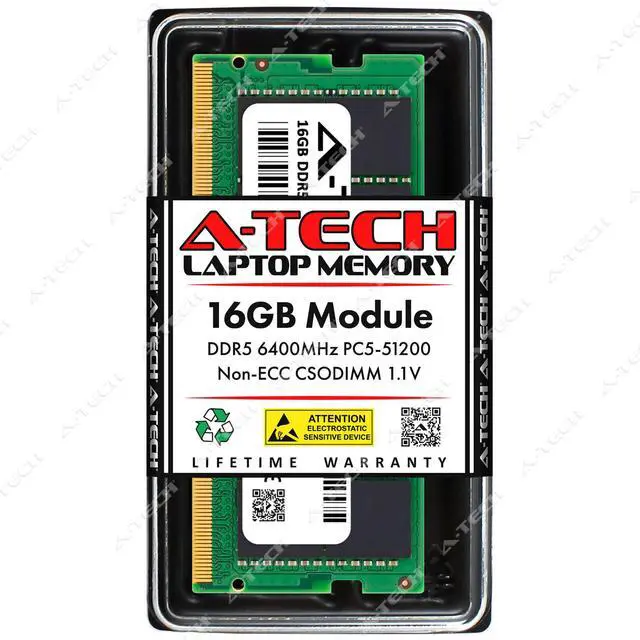 Main image of A-Tech 16GB PC5-51200 DDR5 6400 MHz CSODIMM Laptop Memory RAM 1x
