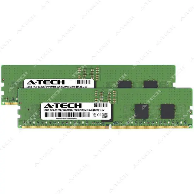 Alt view image 2 of 6 - A-Tech 32GB 2x 16GB 1Rx8 PC5-51200R DDR5 6400 MHz EC8 RDIMM Server Memory RAM