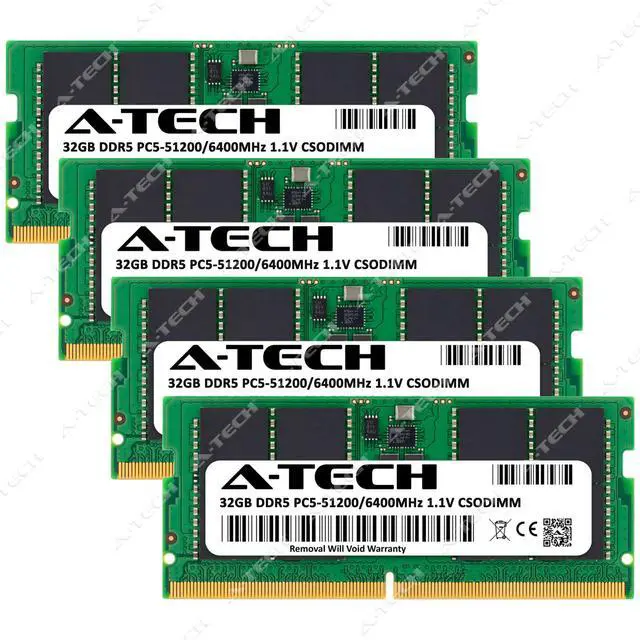 Alt view image 2 of 7 - A-Tech 128GB 4x 32GB PC5-51200 DDR5 6400 MHz CSODIMM Laptop Memory RAM x4