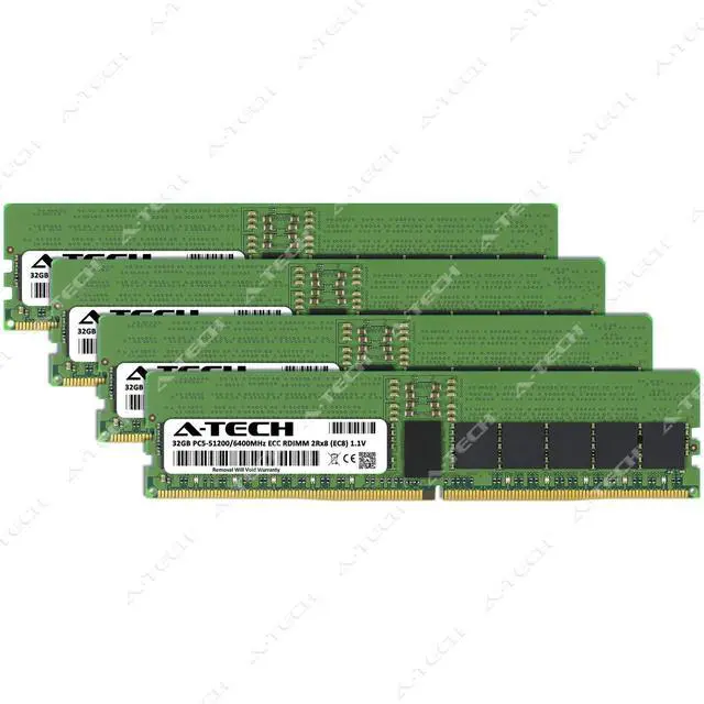 Alt view image 2 of 6 - A-Tech 128GB 4x 32GB 2Rx8 PC5-51200R DDR5 6400 MHz EC8 RDIMM Server Memory RAM