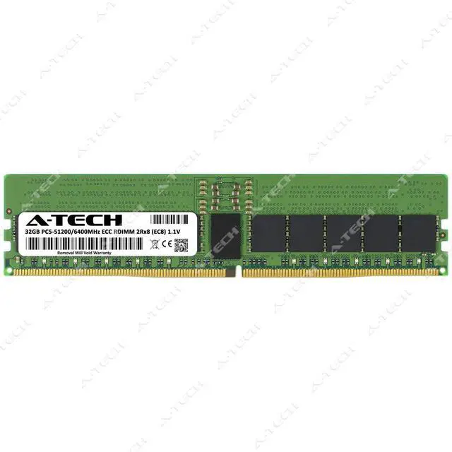 Alt view image 2 of 6 - A-Tech 32GB 2Rx8 PC5-51200R DDR5 6400 MHz EC8 RDIMM 288-Pin Server Memory RAM