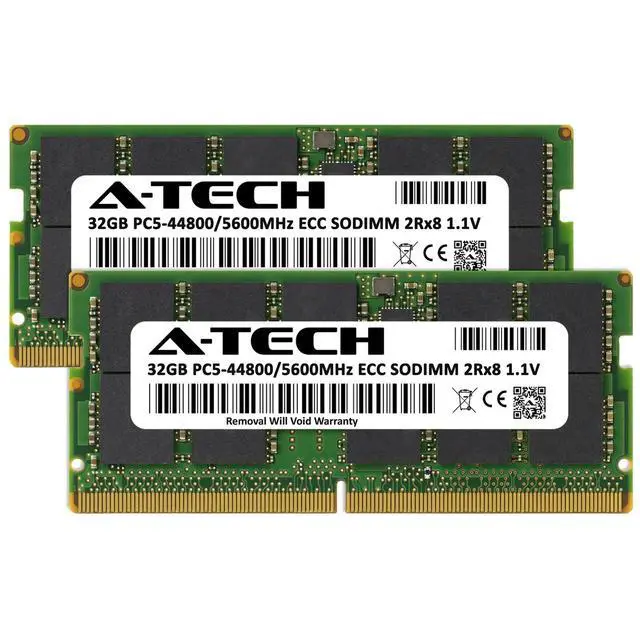 Alt view image 2 of 6 - (NOT FOR HOME PC!) A-Tech 64GB 2x 32GB 2Rx8 PC5-44800 DDR5 5600 MHz ECC SODIMM NAS Memory RAM Kit