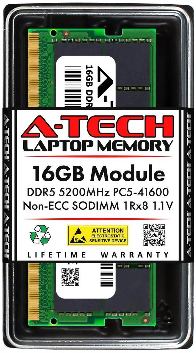 Main image of 16GB DDR5 PC5-41600 SODIMM (Replacement for Crucial CT16G52C42S5) Memory RAM