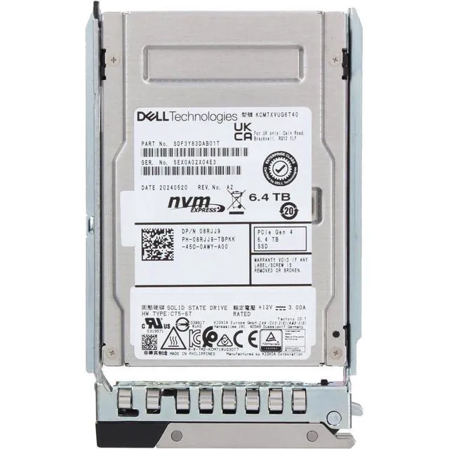 Alt view image 5 of 5 - 8RJJ9-CD1 Dell 6.4TB Enterprise NVMe Gen4 MU TLC 2.5 SSD CM7-V