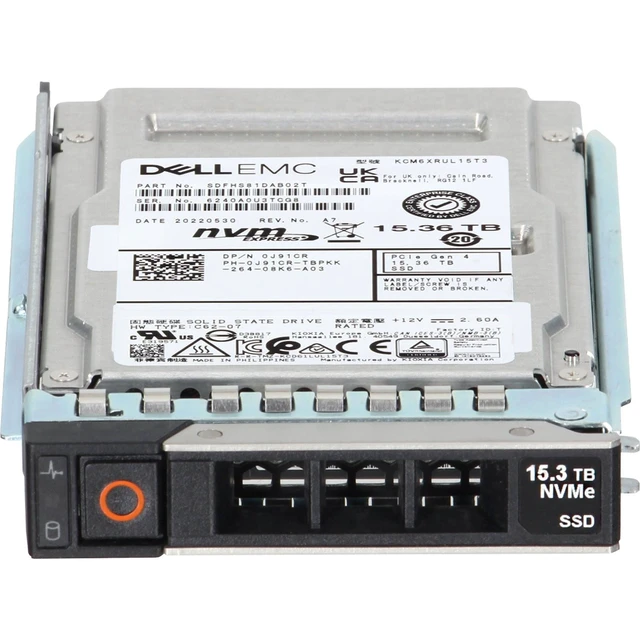 Alt view image 2 of 5 - J91CR-CD1 Dell 15.36TB Enterprise NVMe Gen4 RI TLC 2.5 SSD CM6-R
