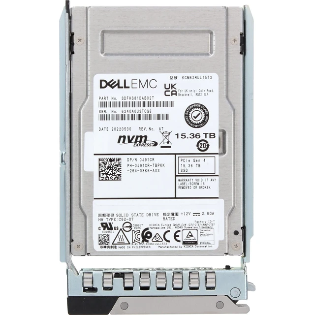 Alt view image 5 of 5 - J91CR-CD1 Dell 15.36TB Enterprise NVMe Gen4 RI TLC 2.5 SSD CM6-R
