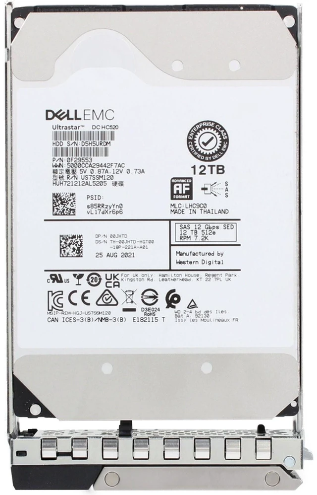 Alt view image 5 of 5 - (NOT FOR HOME PC!) 0JHTD-CD1 Dell 12TB 7.2K 512e 12Gbps NL SAS SED FIPS 3.5 HDD Ultrastar DC HC520