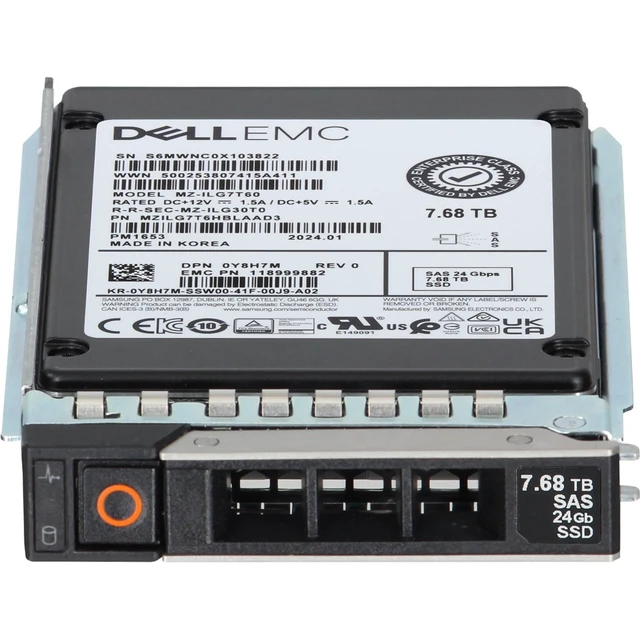 Alt view image 2 of 5 - (NOT FOR HOME PC!) Y8H7M-CD1 Dell 7.68TB 24Gbps SAS RI TLC 2.5 SSD PM1653
