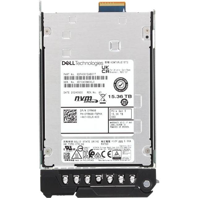 Alt view image 5 of 5 - YRN98-CD1 Dell 15.36TB Enterprise NVMe Gen5 RI TLC E3.S SSD CM7-R