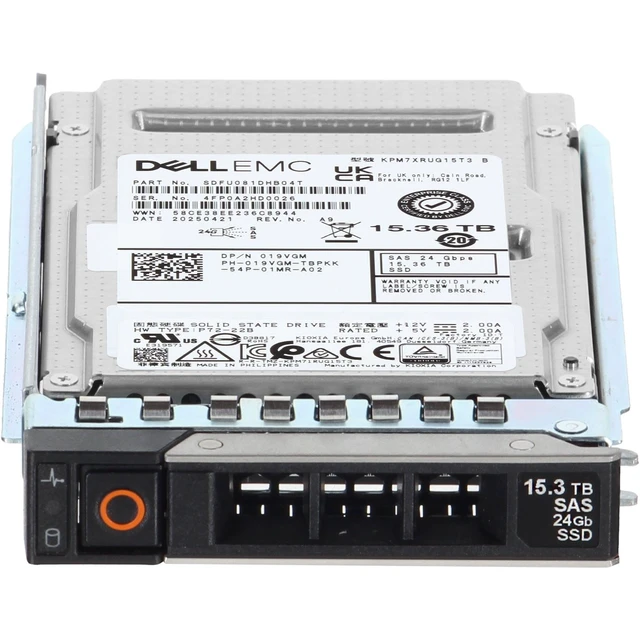 Alt view image 2 of 5 - (NOT FOR HOME PC!) 19VGM-CDL Dell 15.36TB 24Gbps SAS RI TLC 2.5 SSD KPM7XRUG15T3