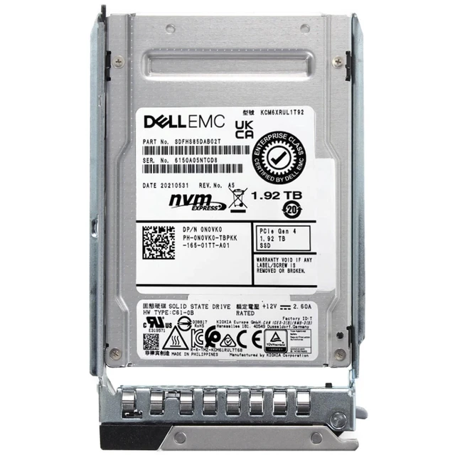 Alt view image 5 of 5 - N0VK0-CD1 Dell 1.92TB Enterprise NVMe Gen4 RI TLC 2.5 SSD CM6-R