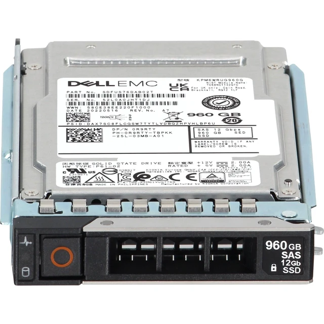 Alt view image 2 of 5 - (NOT FOR HOME PC!) R9RTY-CP1 Dell 960GB 12/24Gbps SAS RI TLC SED FIPS 2.5 SSD KPM6WRUG960G CPO