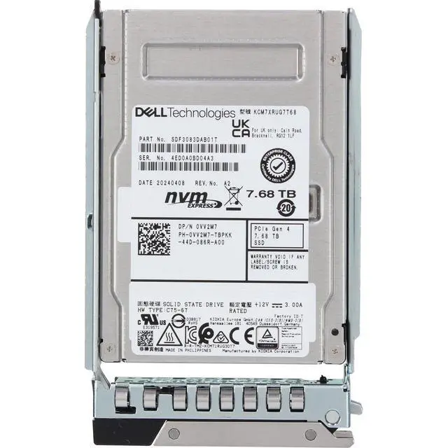 Alt view image 5 of 5 - VV2M7-CD1 Dell 7.68TB Enterprise NVMe Gen4 RI TLC 2.5 SSD CM7-R