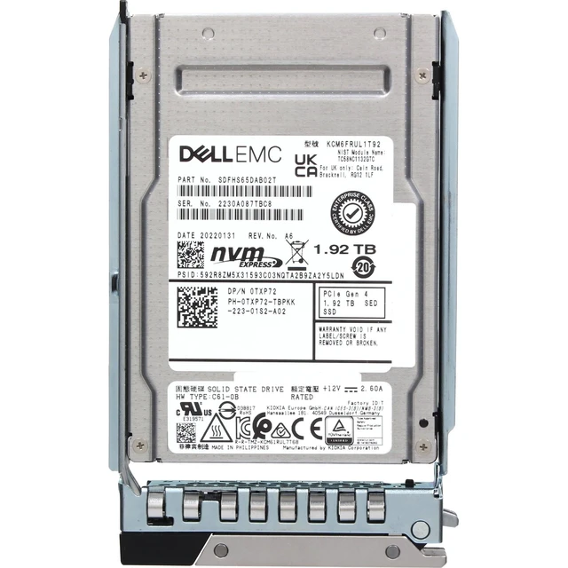 Alt view image 5 of 5 - TXP72-CD1 Dell 1.92TB Enterprise NVMe Gen4 RI TLC SED FIPS 2.5 SSD CM6-R