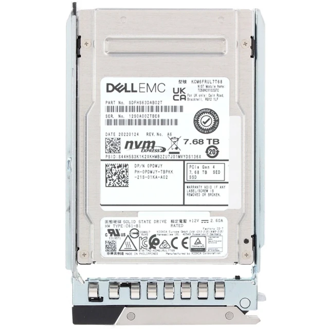 Alt view image 5 of 7 - PDWJY Dell 7.68TB Enterprise NVMe Gen4 RI SED FIPS TLC 2.5 SSD CM6-R