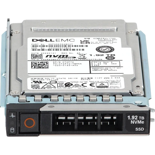 Alt view image 2 of 5 - TXP72-CP1 Dell 1.92TB Enterprise NVMe Gen4 RI TLC SED FIPS 2.5 SSD CM6-R CPO