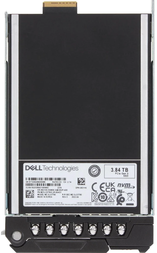 Alt view image 5 of 7 - 831H5 Dell 3.84TB Enterprise NVMe Gen5 RI TLC E3.S SSD PM1743
