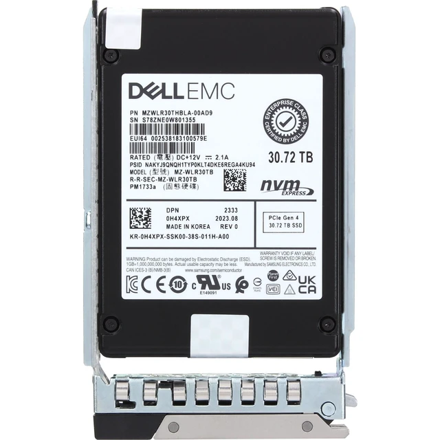 Alt view image 5 of 7 - H4XPX Dell 30.72TB Enterprise NVMe Gen4 RI SED FIPS QLC 2.5 SSD PM1733a