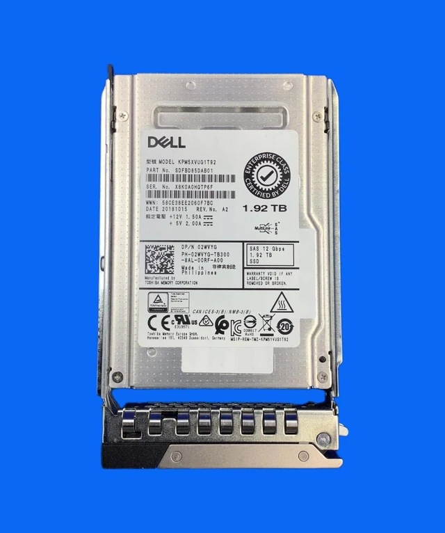 Main image of (NOT FOR HOME PC!) 2WVYG Dell 1.92TB SAS 12Gbps Mix Use 2.5'' SSD KPM5XVUG1T92 with tray