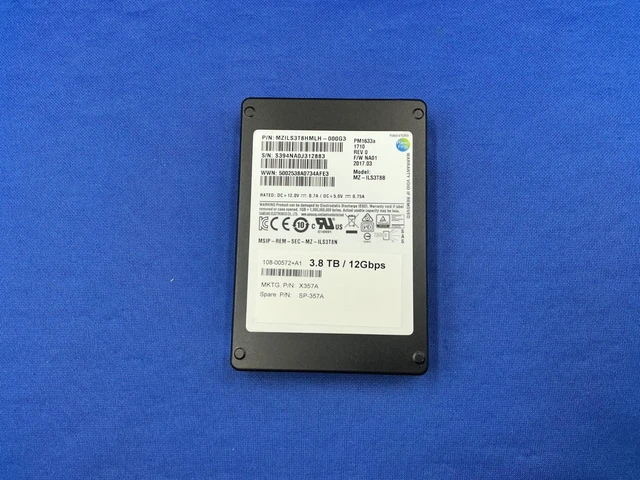 Main image of (NOT FOR HOME PC!) MZ-ILS3T8B SAMSUNG Netapp PM1633a 3.84TB SAS 12Gbps 2.5'' SSD X357A W/O caddy
