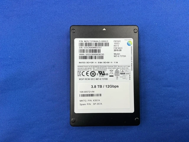 Main image of (NOT FOR HOME PC!) MZ-ILT3T8A X357A Netapp pm1633a 3.84TB SAS 12Gbps 2.5'' SSD