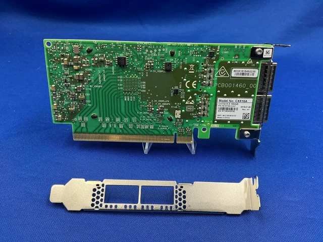 Alt view image 3 of 4 - BOTH BRACKET MCX516A-CCAT Mellanox CX516A ConnectX-5 100GbE 2Port QSFP28 Adapter