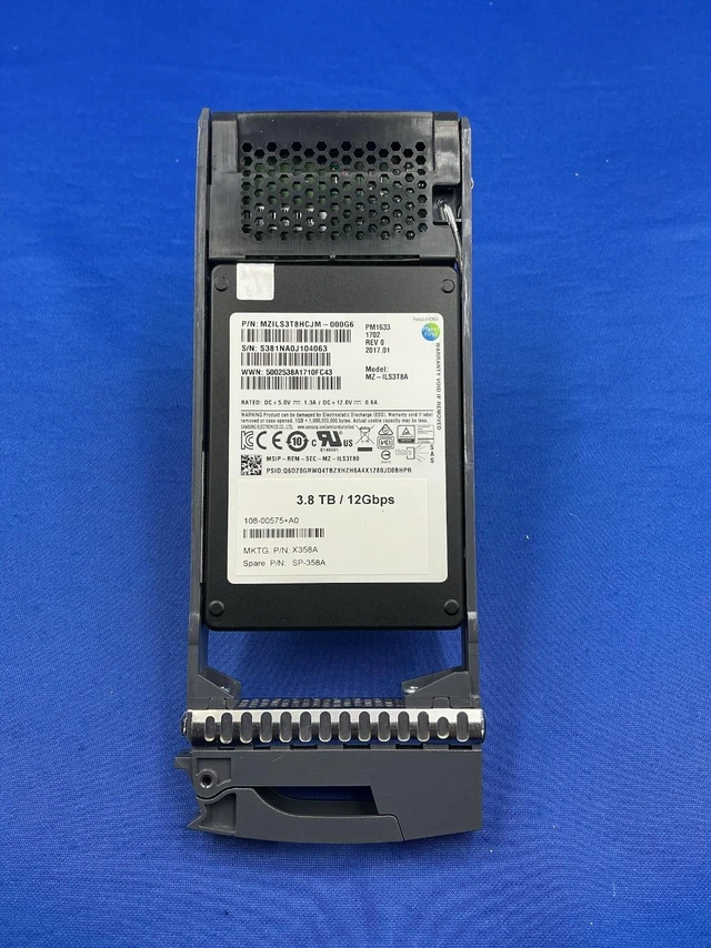 Alt view image 2 of 7 - (NOT FOR HOME PC!) X358A NetApp 3.84TB SAS 12Gbps 2.5in Enterprise SSD PM1633 MZ-ILS3T8A