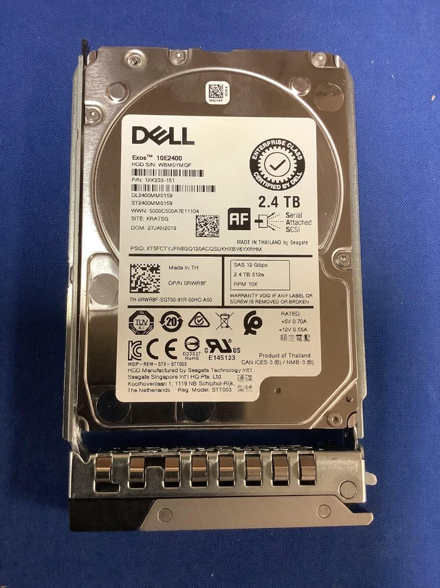 Main image of (NOT FOR HOME PC!) RWR8F Dell 2.4TB 10K SAS 2.5" 12Gbps HDD ST2400MM0159 0RWR8F