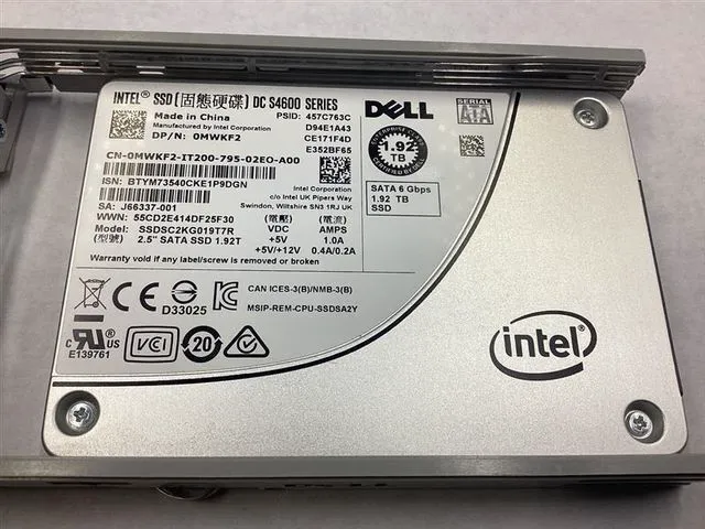 Alt view image 3 of 6 - 0MWKF MWKF2 Dell Intel DC S4600 1.92TB 6Gb/s SATA 2.5'' SSD SSDSC2KG019T7R