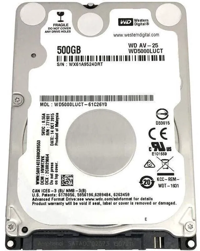 Main image of WD- WD5000LUCT 500GB 2.5 Laptop HD thin 7MM PS3 PS4 XBOX