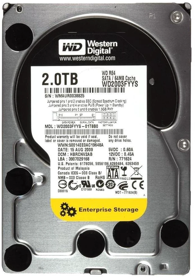 Main image of **ZERO HOURS**-WD2003FYYS Western Digital/DELL- 2TB 7.2K RPM 3Gb/s 3.5" SATA HD