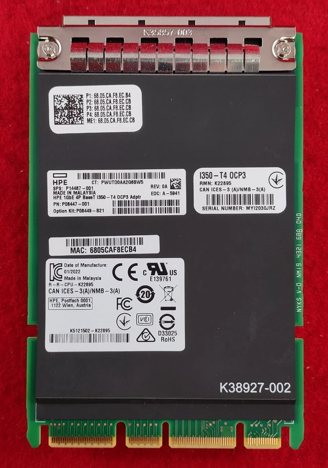Alt view image 4 of 4 - HP I350-T4 OCP3 4-Port GbE Network Adapter P14487-001