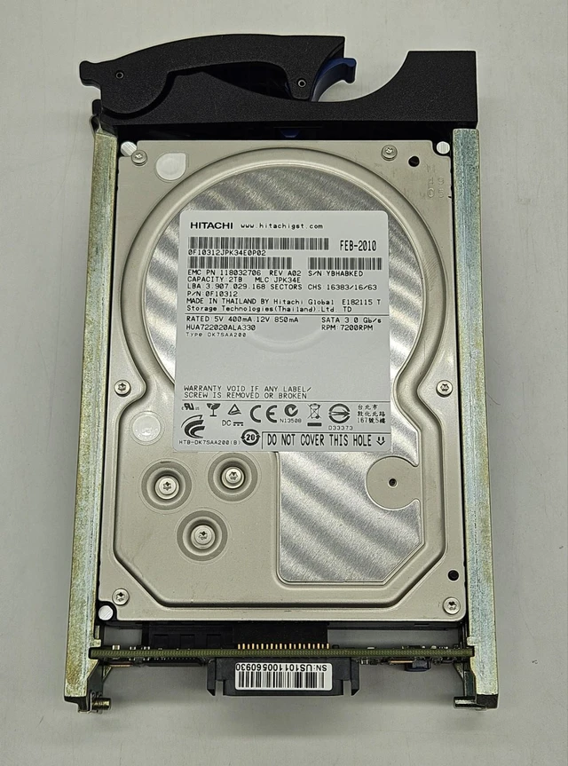 Alt view image 3 of 4 - EMC Hatachi 2TB 7200RPM SATA 3Gbps 32MB Cache 3.5" Hard Drive 005049058