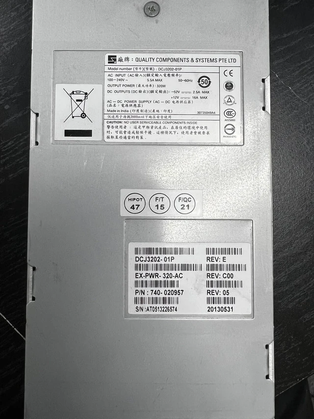 Alt view image 3 of 4 - JUNIPER 320W AC PSU FOR EX4200 EX3200 EX-PWR-320-AC