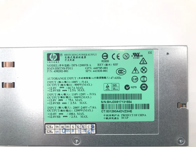 Alt view image 6 of 7 - HSTNS-PD11 HPE 1200W SWITCHING PSU DPS-1200FB A 438202-001 440785-001 441830-001