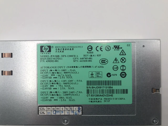 Alt view image 7 of 7 - HSTNS-PD11 HPE 1200W SWITCHING PSU DPS-1200FB A 438202-001 440785-001 441830-001