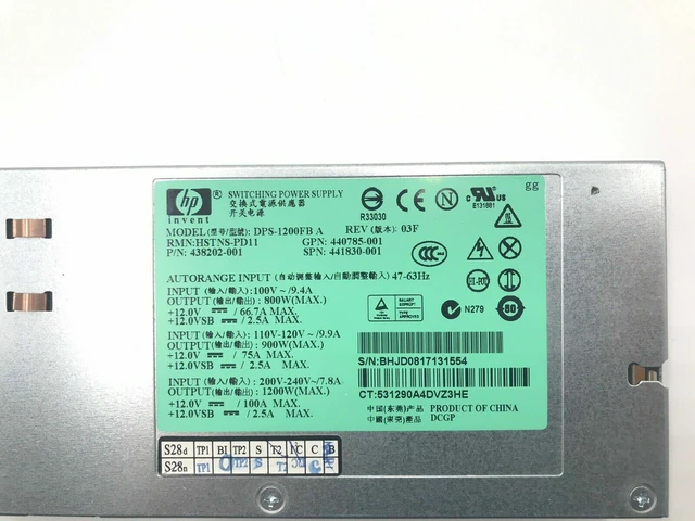 Alt view image 2 of 2 - 441830-001 HP 1200 WATT POWER SUPPLY HOT PLUG DL580 G5 437572-B21 438202-001