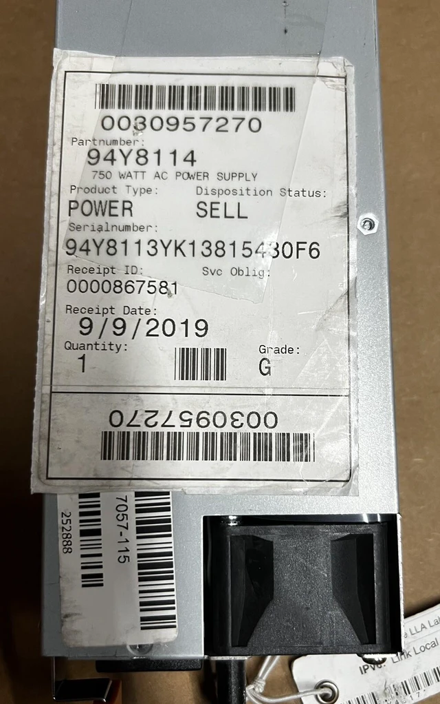 Alt view image 5 of 5 - IBM XSERIES 3XX0M4 750W POWER SUPPLY 94Y8114
