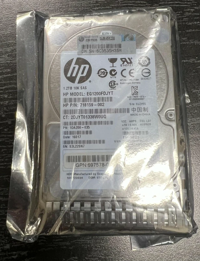 Main image of (NOT FOR HOME PC!) HP 1.2TB 10K 6G 64MB 2.5" SAS Hard Drive with Tray 718162-B21 | 718292-001