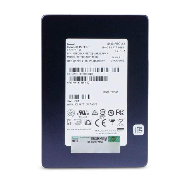 Alt view image 4 of 7 - HP/Micron 3.84TB MTFDDAK3T8TCB 2.5 DWPD SATA 6 Gb/s 3D TLC 2.5" Enterprise SSD