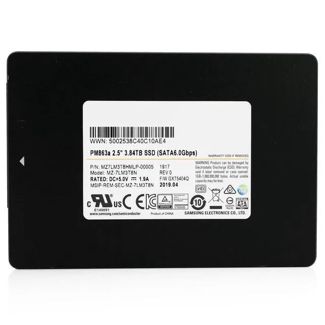 Alt view image 2 of 7 - Samsung PM863a 3.84TB MZ7LM3T8HMLP SATA 6Gb/s 2.5" Enterprise SSD