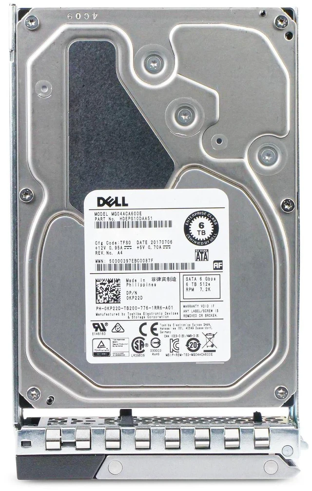 Alt view image 2 of 7 - Dell 6TB 7.2K RPM SATA 6Gb/s 512e 3.5" Enterprise PowerEdge HDD 0KP22D G14