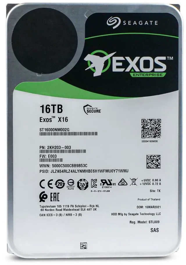 Alt view image 5 of 7 - (NOT FOR HOME PC!) Seagate Exos X16 ST16000NM002G 16TB 7.2K RPM SAS 12Gb/s 512e 3.5" Enterprise HDD