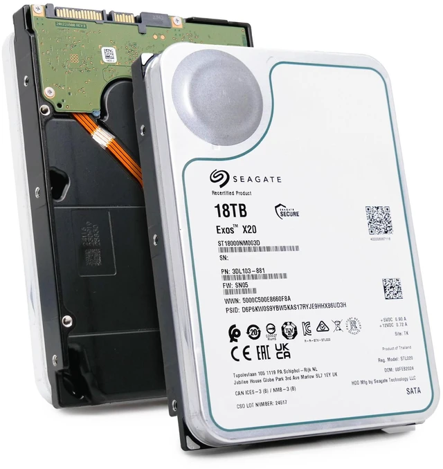 Main image of Seagate Exos X20 18TB ST18000NM003D 7.2K RPM SATA 6Gb/s 3.5" Enterprise HDD