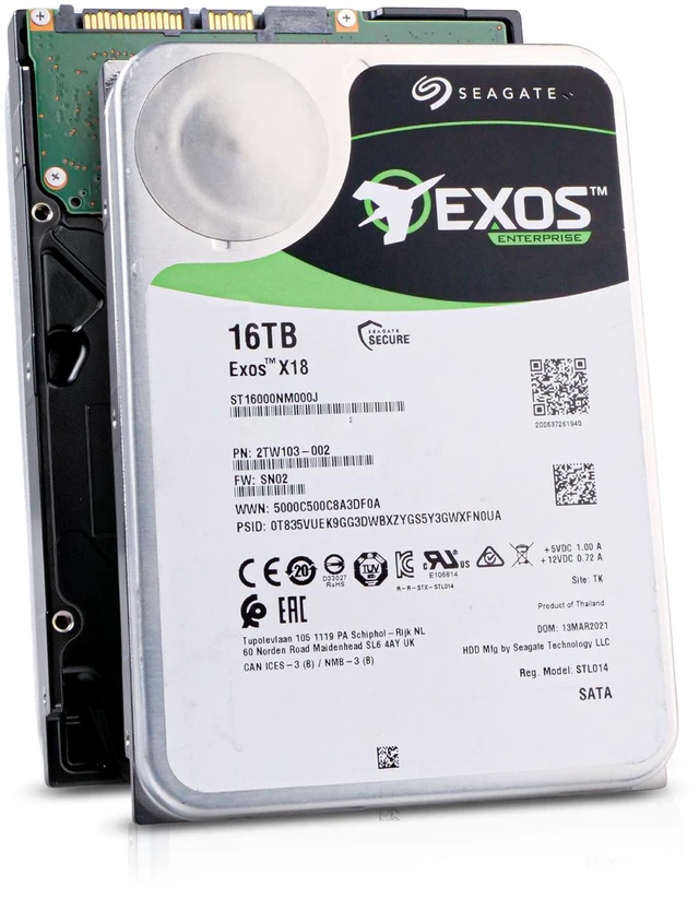 Main image of Seagate Exos X18 16TB ST16000NM000J 7.2K RPM SATA 6Gb/s 512e 3.5" Enterprise HDD